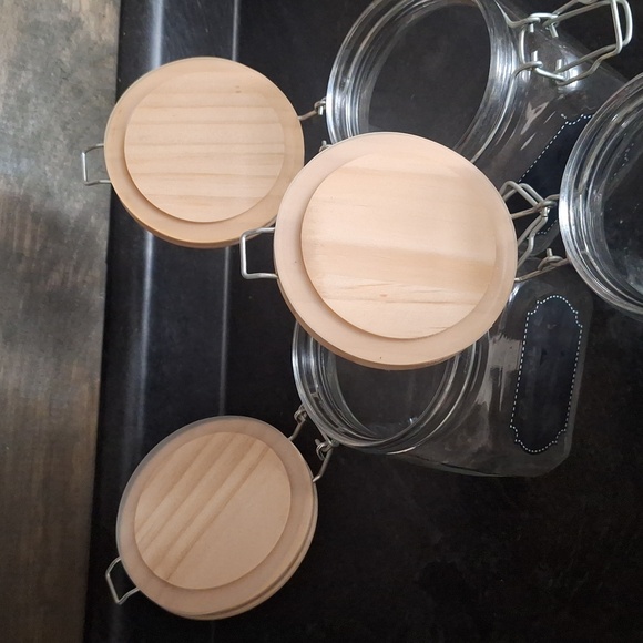 Glass Storage Jars with Wooden Lids - Set of 3 - Picture 5 of 8